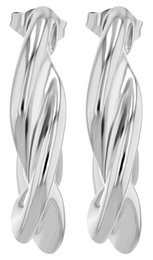 "Verenice" half hoop earrings with buckle closure, silver-colored