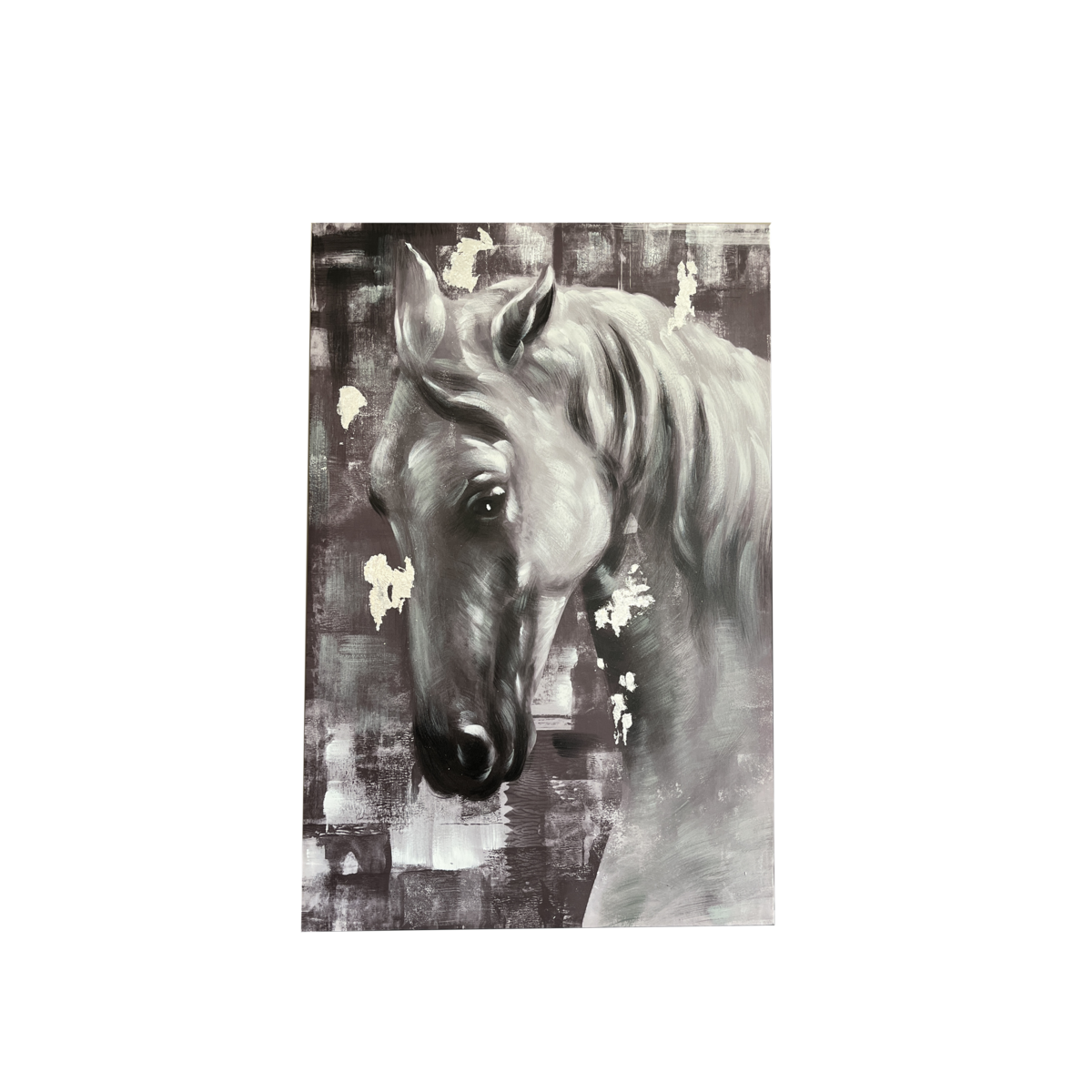 Cuadro decorativo con caballo negro grisáceo efecto moderno (120x80 cm)