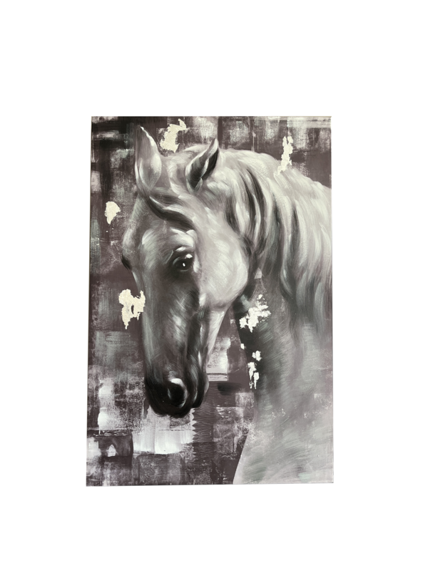 Cuadro decorativo con caballo negro grisáceo efecto moderno (120x80 cm)