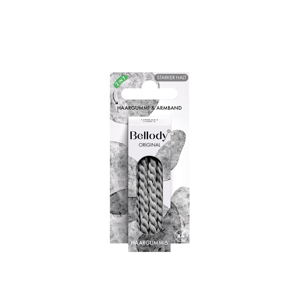 Haargummis Grau - Bellody®(4 Stk.) - Stylisch geflochtene Haargummis