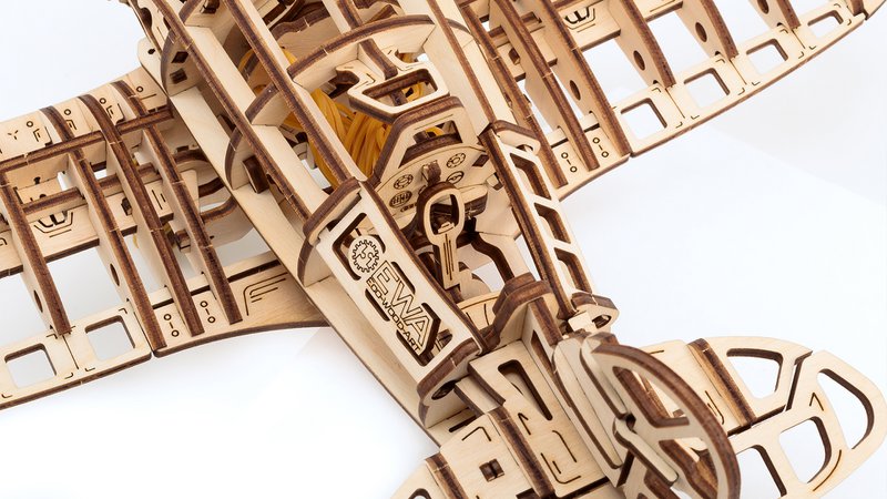 Eco Wood Art (EWA) 3D Mechanische Puzzel -Flugzeug, 1607, 42x28,7x15,4 cm