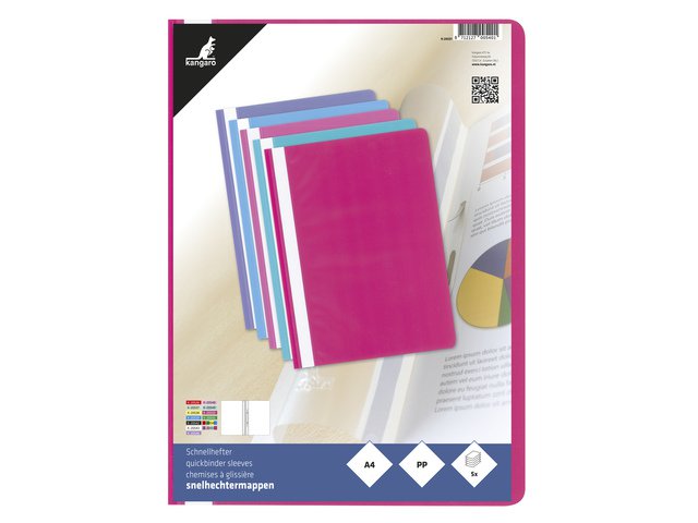 Snelhechtermap Kangaro A4 PP krimp a 5 assorti uni