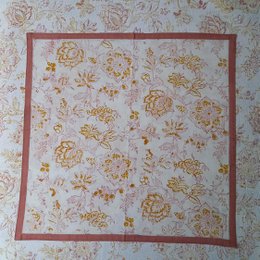 Napkin 'Flower' Pink/Ochre