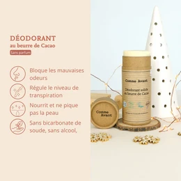 Solid deodorant with cocoa butter