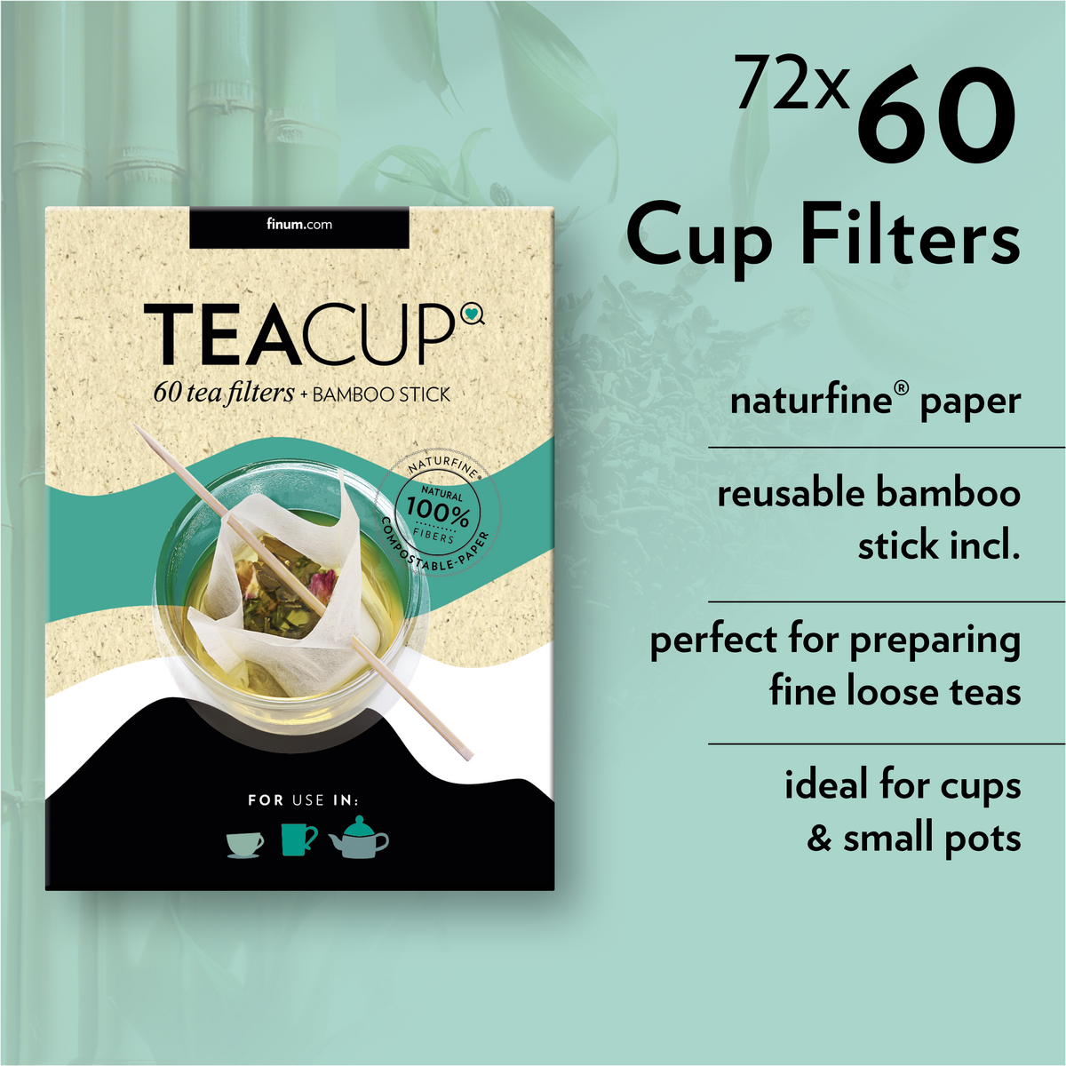TEACUP, Tea Filters + Bambusstick