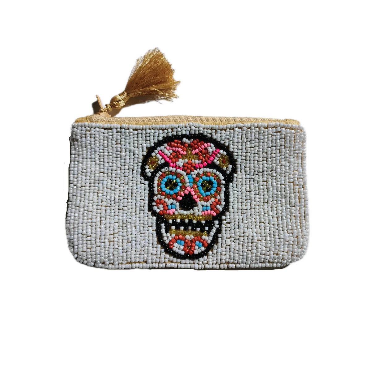 Handgefertigter Totenkopfbeutel mit Perlen * Geschenk *