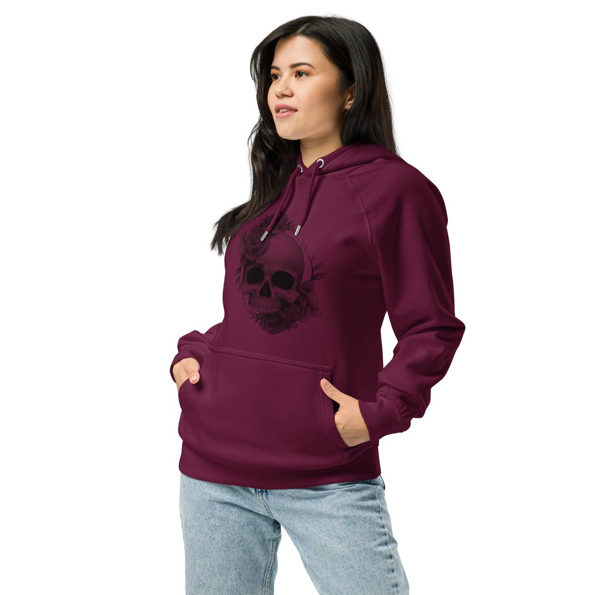 Sweat à capuche raglan biologique unisexe Roses