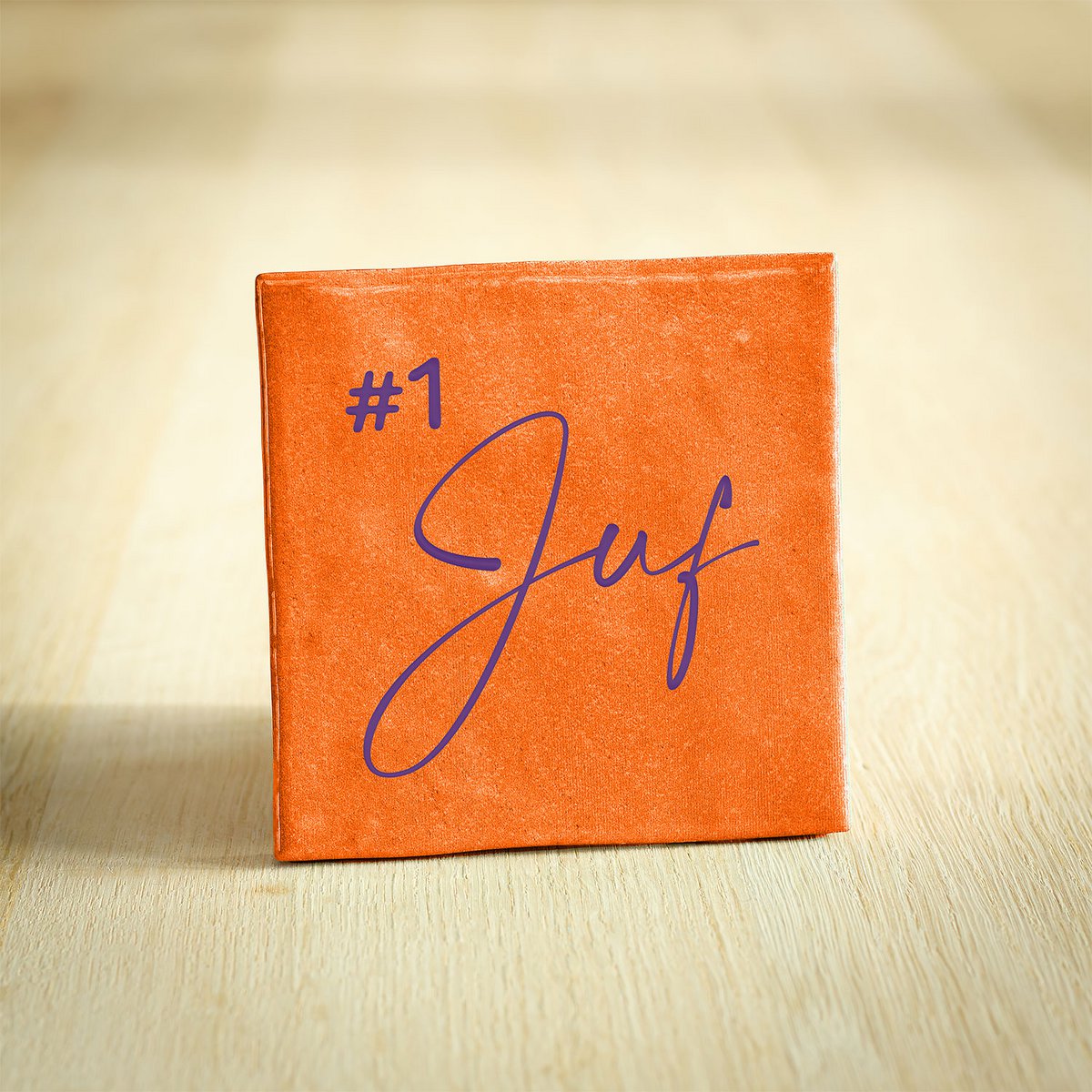 Tegeltje - #1 Juf | Oranje & Paars | 10x10cm