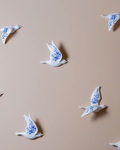 Wall Bird 2 - Ceramics - Delft Blue - 17 cm