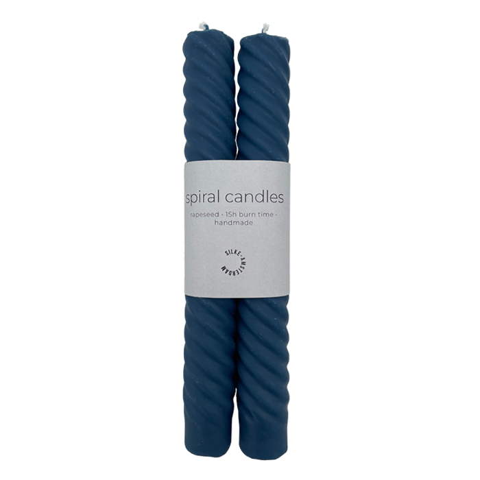 Duo Spiral Taper Candle (Midnight Blue) | Dinerkaars