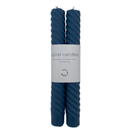 Duo Spiral Taper Candle (midnatsblå) | middagslys