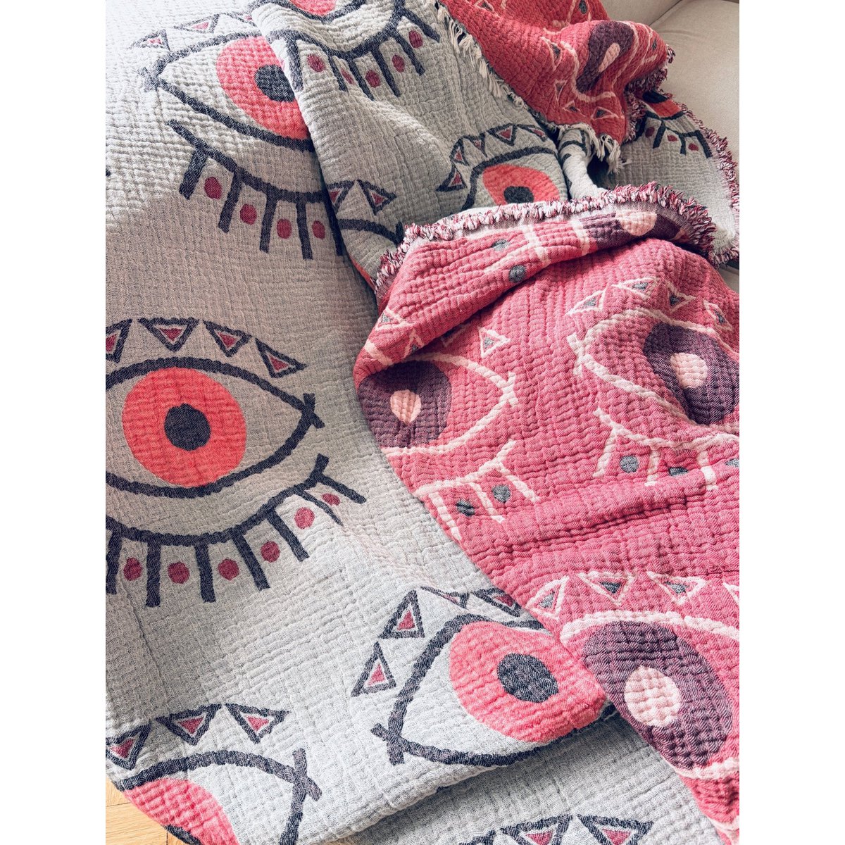 Muslin blanket - Vision - coral blue - 2.20 x 2.50 m fair