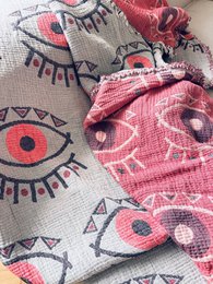 Muslin blanket - Vision - coral blue - 2.20 x 2.50 m fair