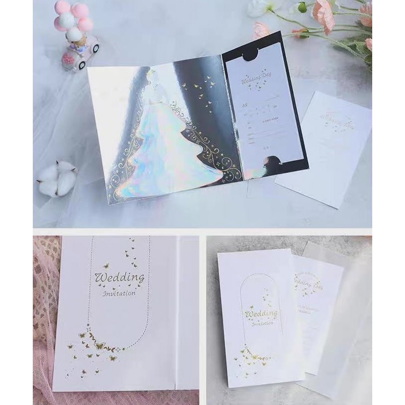 Carte de mariage 3d - Dame étincelante avec design de robe de mariée