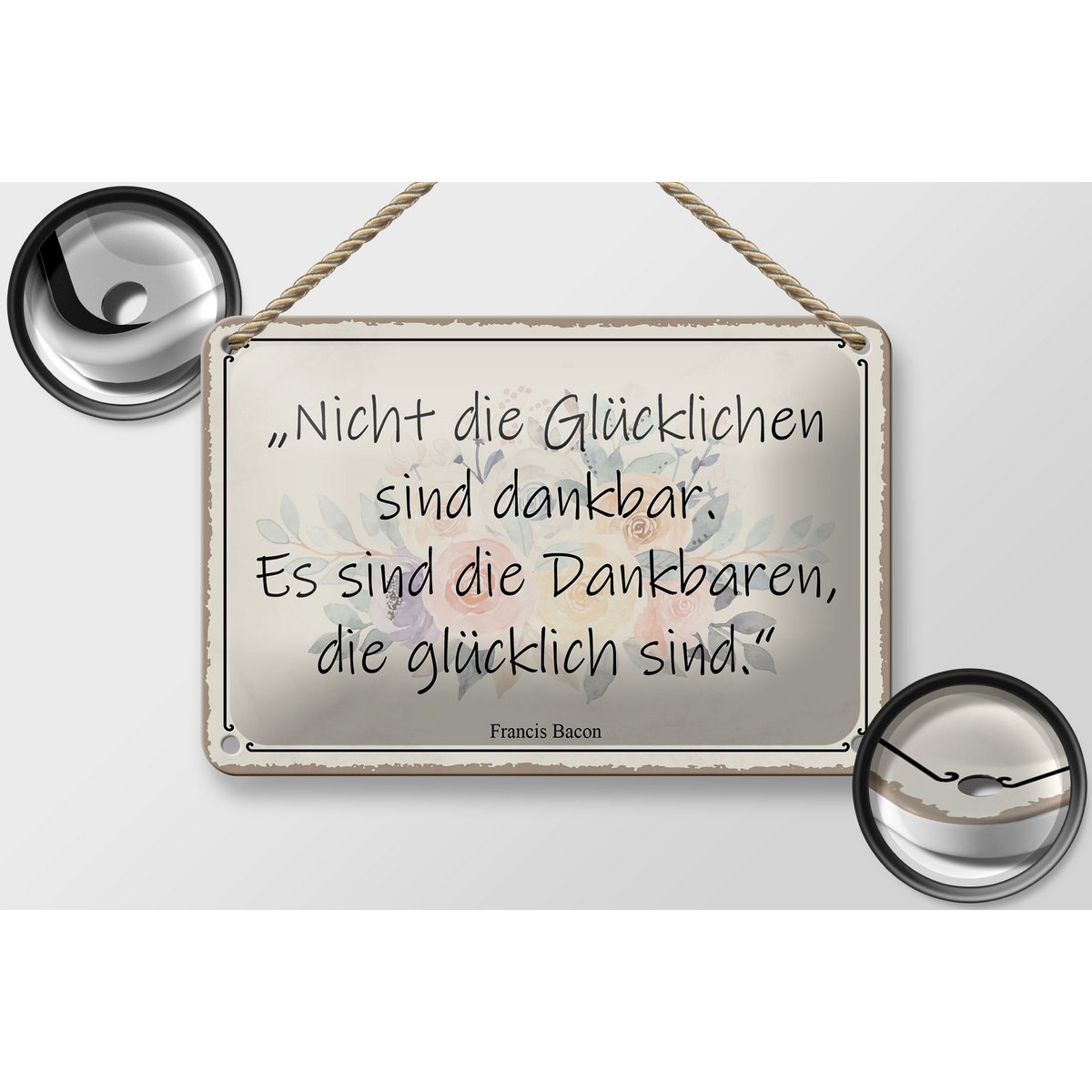 Tin sign saying 18x12cm not happy are grateful decoration