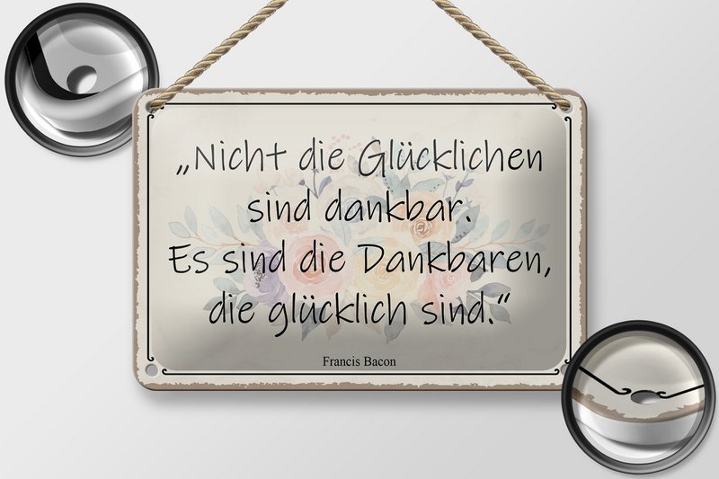 Tin sign saying 18x12cm not happy are grateful decoration