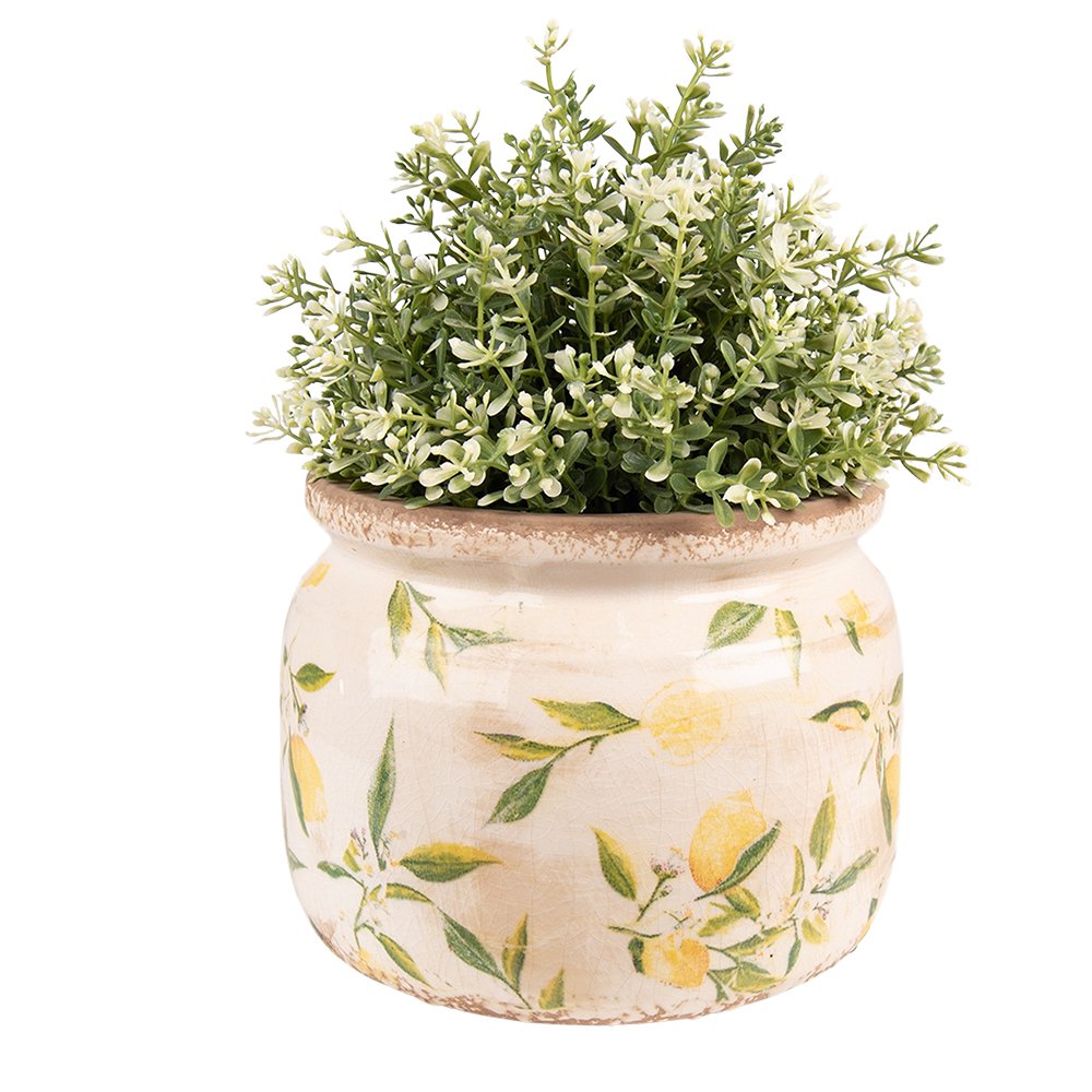 Bloempot Ø 20x15 cm Geel Keramiek Citroen Bloempot Binnen