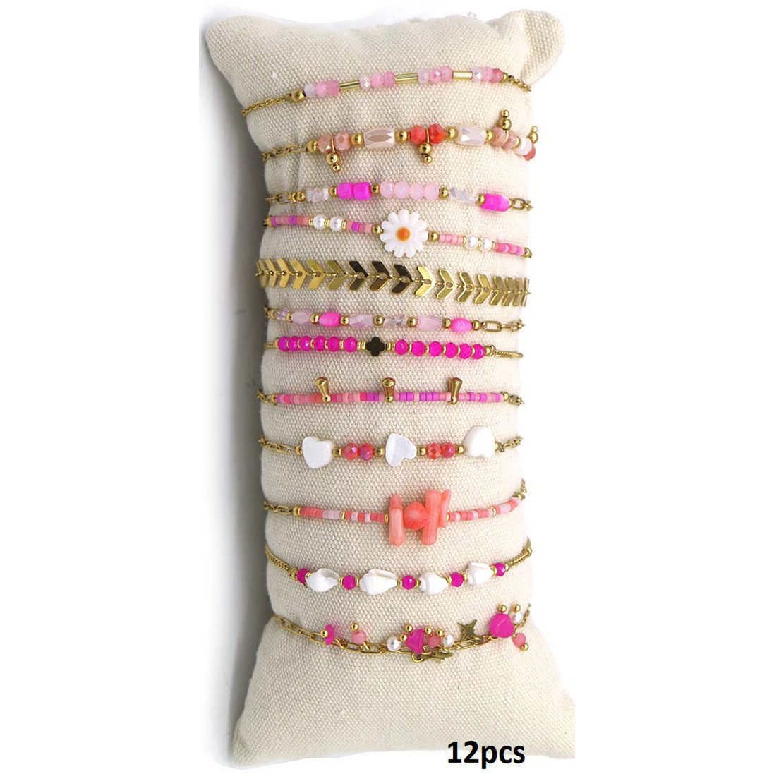 S-E6.3 B221-482-6 S. stalen armband ingesteld op Cushion-12-st poze roze