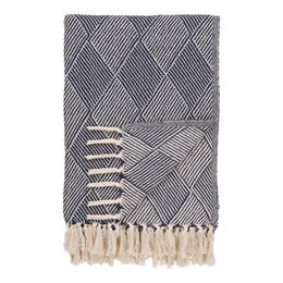 Izmir plaid - blå, bomuld, polyester, 130x180 cm