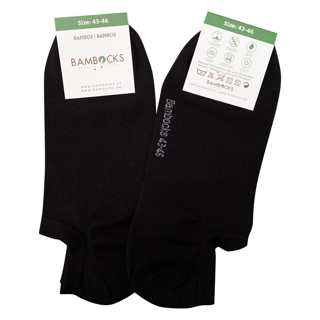 Bambocks Bamboe No Show Sneaker Sokken 4 paar Zwart