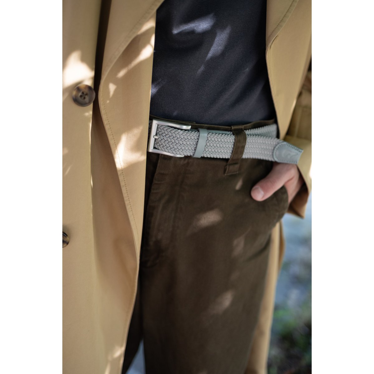 Recycled Elastic Woven Belt Plain Grey