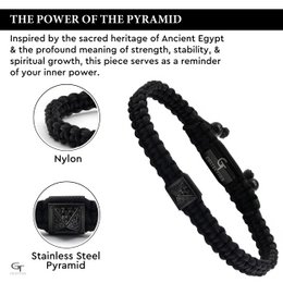 Bracelet Homme Pyramide Noir avec Zircon