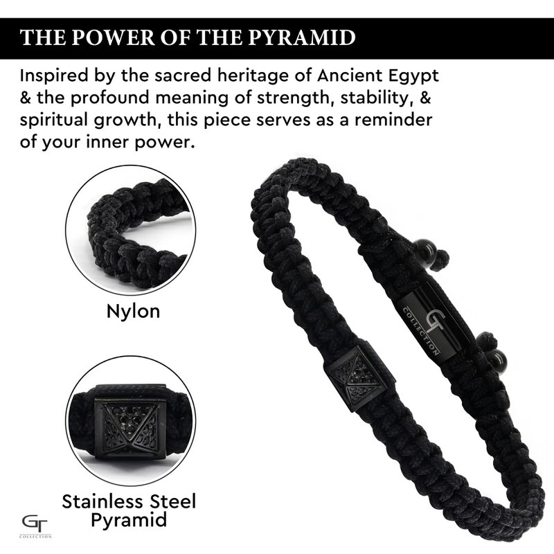 Bracelet Homme Pyramide Noir avec Zircon