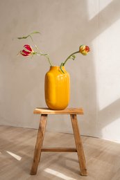 Vase Metal Oval Yellow 30cm