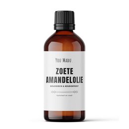Sweet almond oil, organic and cold-pressed, in 100ml and 250ml sizes. Moisturizing and nourishing for the face.