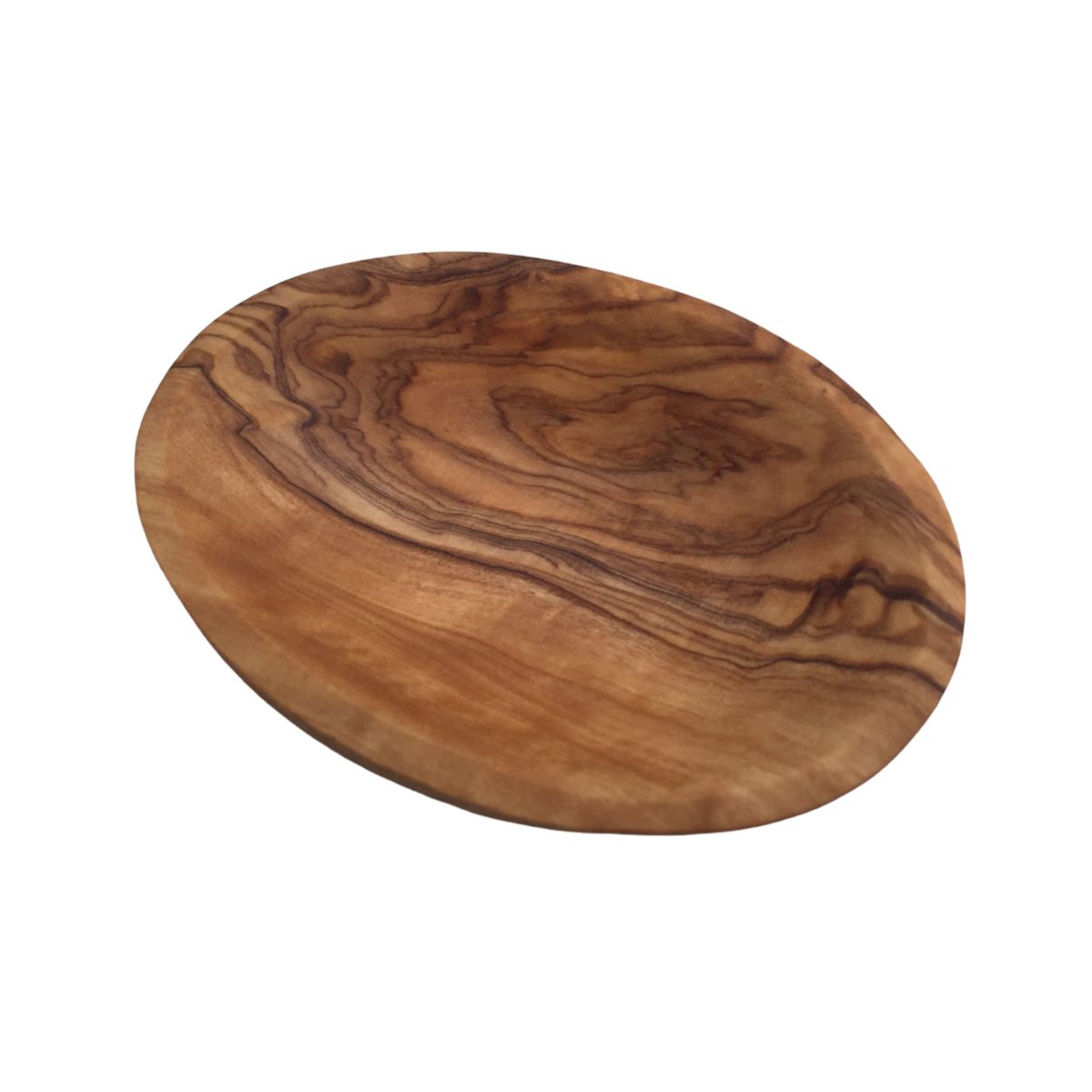Mini cuenco ovalado hecho a mano con madera de olivo.