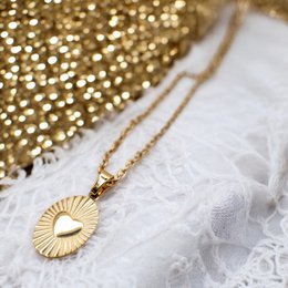 OVAL HEART – Necklace with Gold Oval Heart Charm
