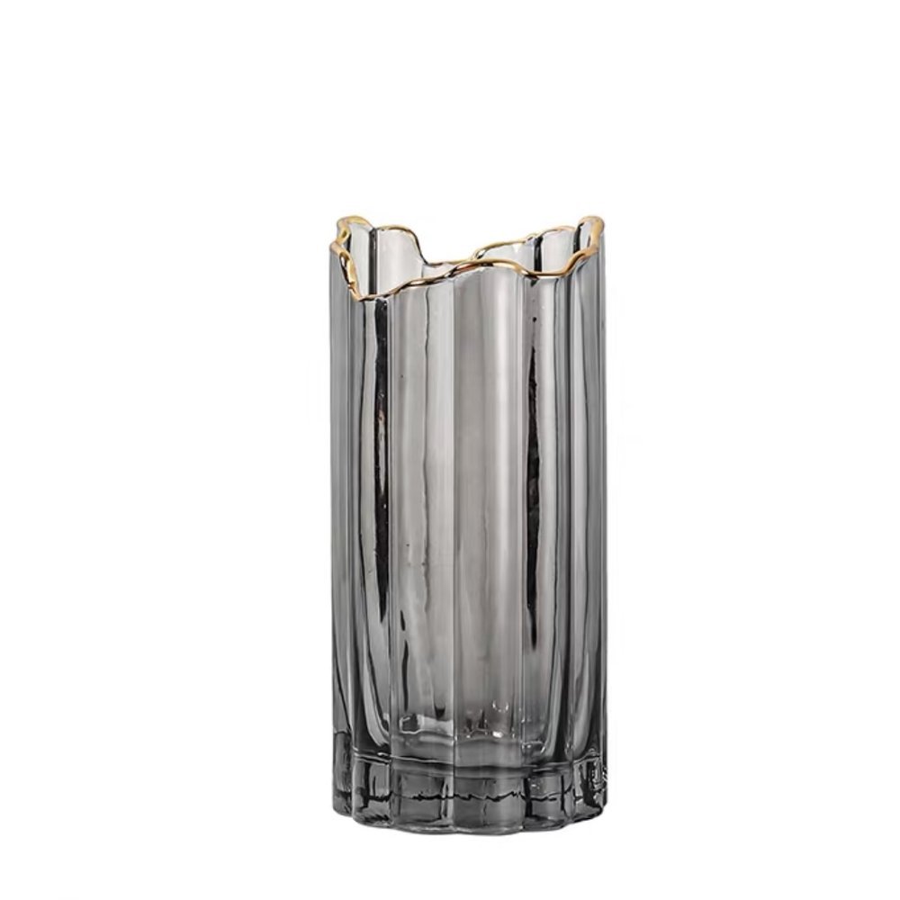 25CM COPPER RIM SMOKY GLASS VASE