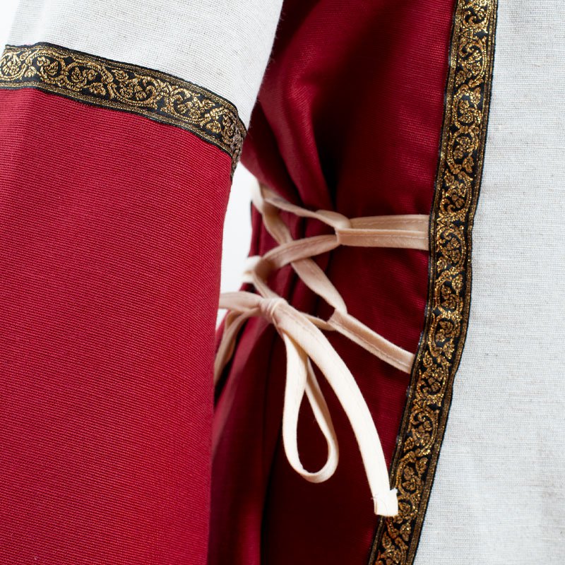 LADY DRESS CREAM-BURGUNDY