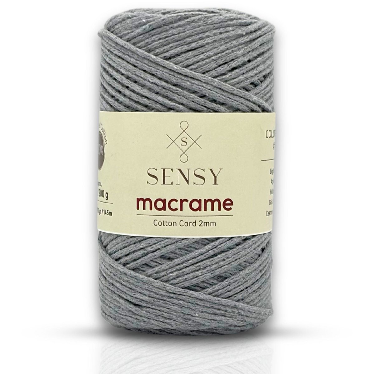 Sensy Premium 2 mm - 160 yards 100 % genanvendt bomuldsmacrame-ledning