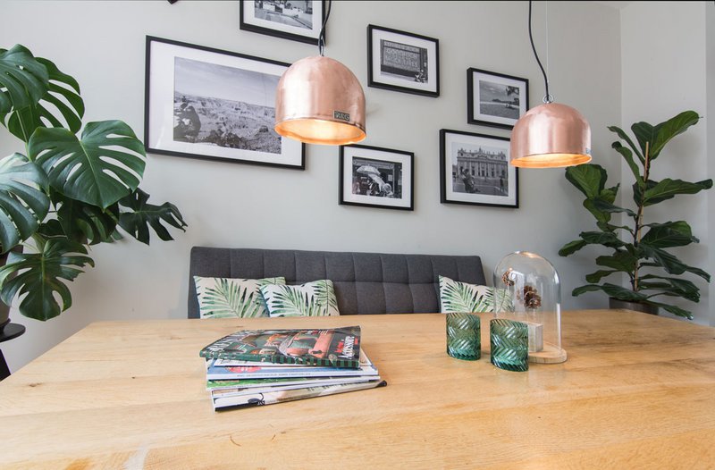 Copper water heater hanging lamp "Rond M"