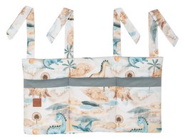 Organizer | Dino - Diaper Bag with colorful dinosaur and nature-inspired print. Made of durable, water-resistant material. Features multiple pockets and compartments for storage and organization.