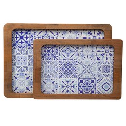Plateaux en bois Joy Kitchen - Retro Mavi | Lot de 2