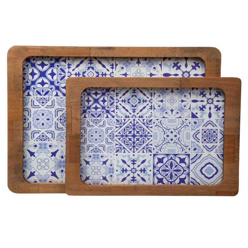Plateaux en bois Joy Kitchen - Retro Mavi | Lot de 2