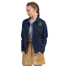 Embroidered denim jacket The Rebel Girl in Me will Never Die Unisex denim jacket - Gold Embroidery