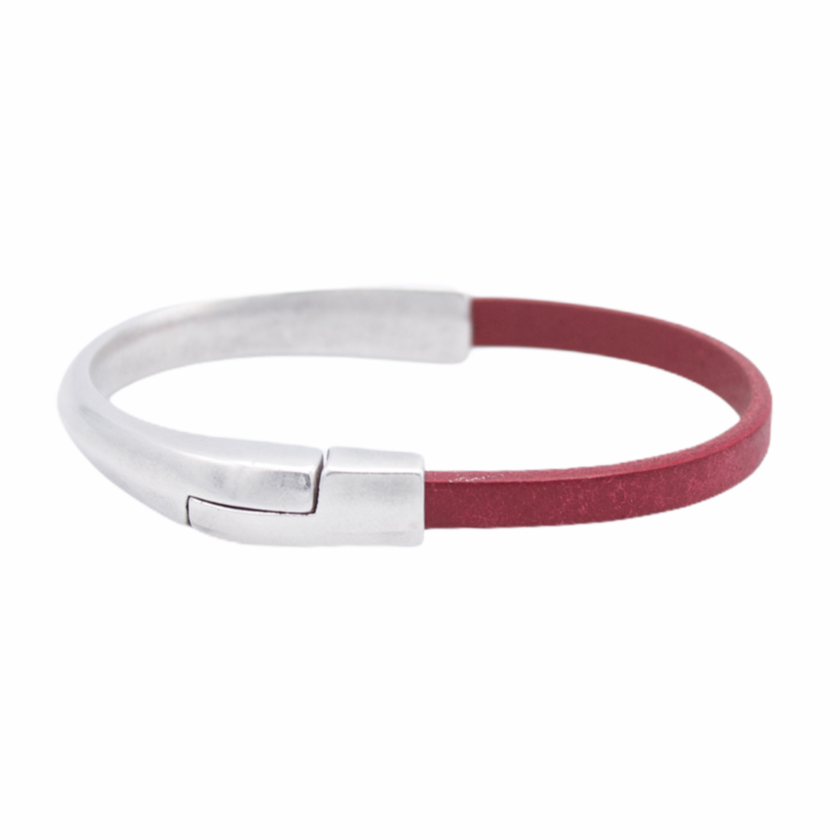 AMACAYACÚ (zilver) leren armband met magnetische sluiting