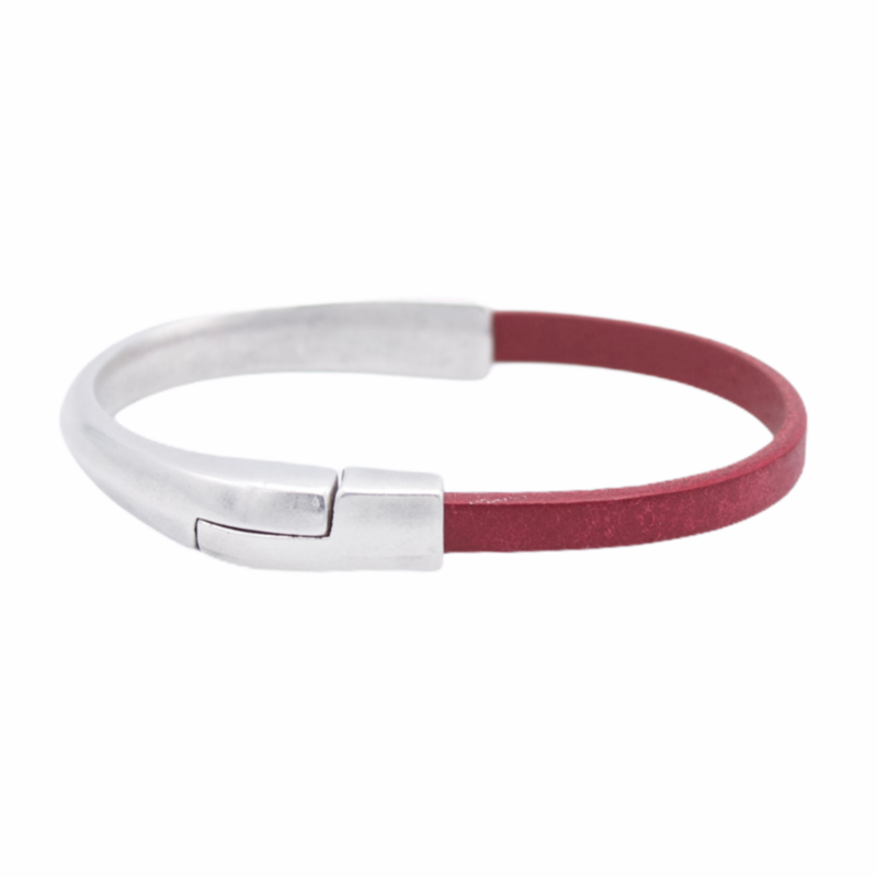 Bracciale in pelle AMACAYACÚ (argento) con chiusura magnetica