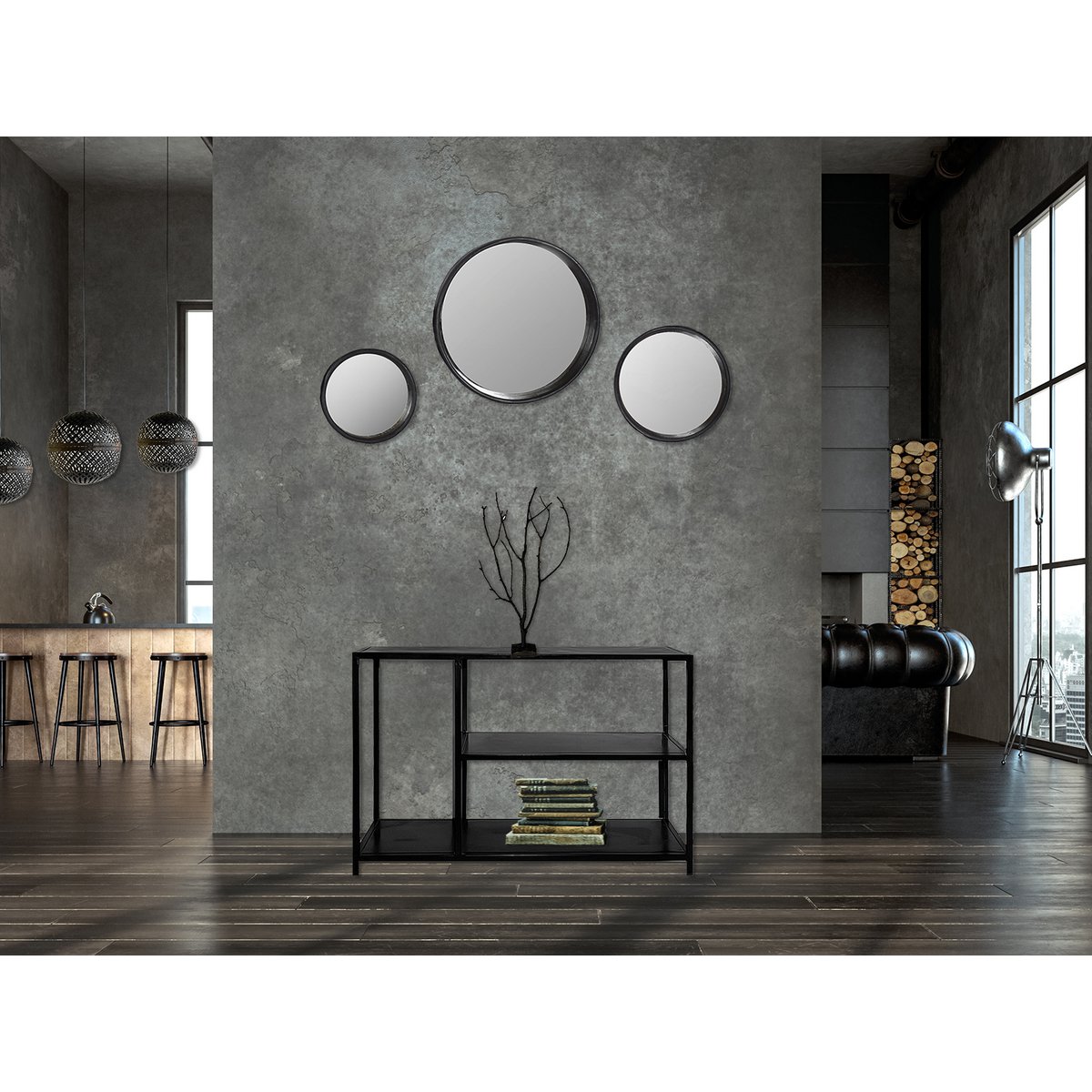 Spiegel zwart rond Ø 80 cm