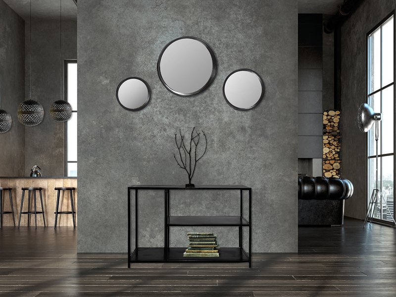 Spiegel zwart rond Ø 80 cm