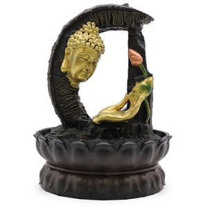 Tabletop Water Feature-30cm-Golden Buddha & Lotus