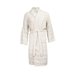 Hamam Bademantel - Beige / Weiß