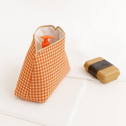 Kulturbeutel aus Bio-Baumwolle mit Gingham-Muster