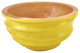 Houten schaal - fruitschaal - slakom - model Twist - curry geel - verschillende maten