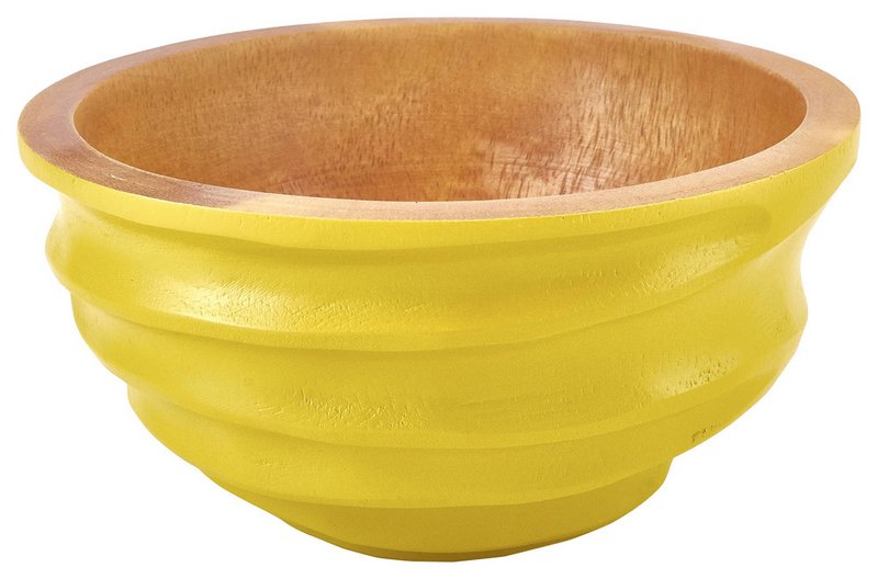 Houten schaal - fruitschaal - slakom - model Twist - curry geel - verschillende maten