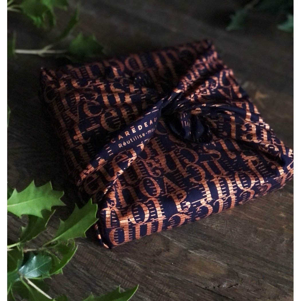 Cykada i Mrówka (nocnoniebieski) Mata Furoshiki 35x35cm 100% bawełna