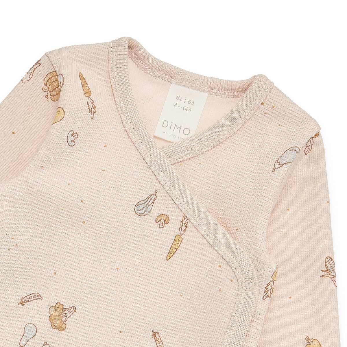 Babyoverslagrompertje lange mouwen - gestructureerd materiaal in 2/2 rib - beige